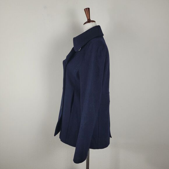 [SOLD]J. Crew Pea Coat Medium Blue Navy Wool Double Breasted Classic Preppy Y2K - Picture 4 of 6